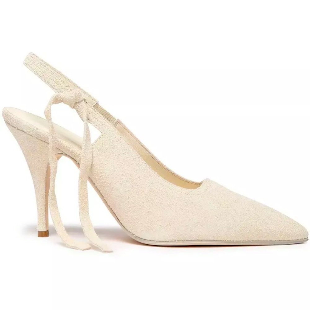 NIB NEW VICTORIA BECKHAM DOROTHY BRUSH SUEDE WEDDING SLINGBACK PUMPS 38 RT $790